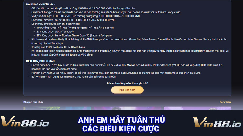 Anh em hãy tuân thủ các điều kiện cược