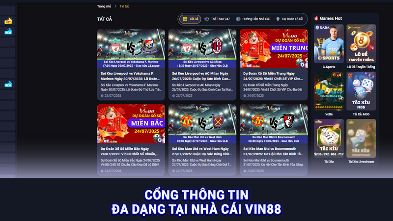 Cổng thông tin đa dạng tại nhà cái Vin88