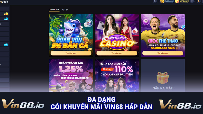 Đa dạng gói khuyến mãi Vin88 hấp dẫn