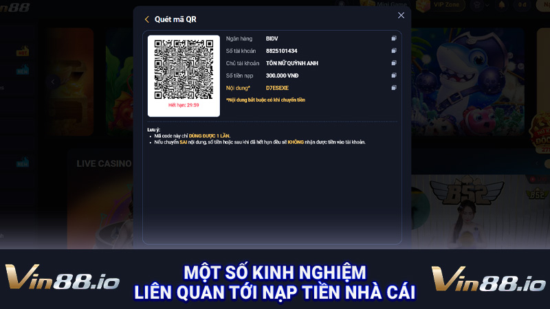 Một số kinh nghiệm liên quan tới nạp tiền nhà cái