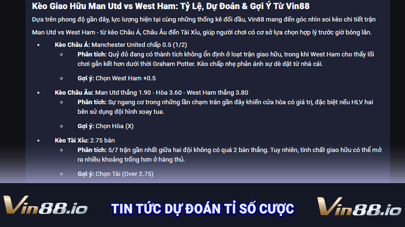 Tin tức dự đoán tỉ số cược