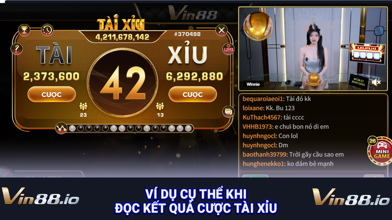 Ví dụ cụ thể khi đọc kết quả cược tài xỉu